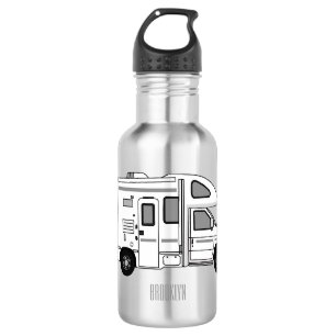 Campervan cartoon illustration stainless steel water bottle