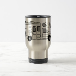 Campervan cartoon illustration travel mug