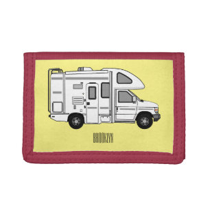 Campervan cartoon illustration trifold wallet
