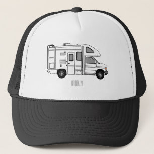 Campervan cartoon illustration trucker hat