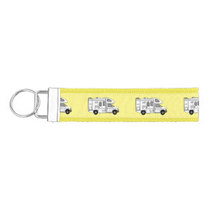 Campervan cartoon illustration wrist keychain