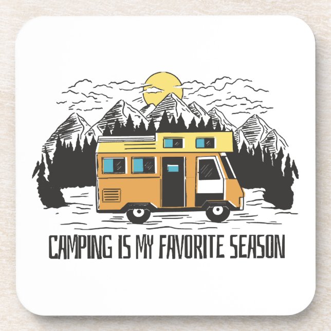 Campervan Mountain Retreat Beverage Coaster (Front)