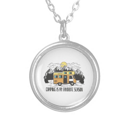 Campervan Mountain Retreat Silver Plated Necklace