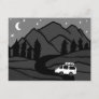 Campervan Mountains Vanlife RV Moon B&W Postcard