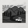 Campervan Mountains Vanlife RV Sunrise B&W Postcard