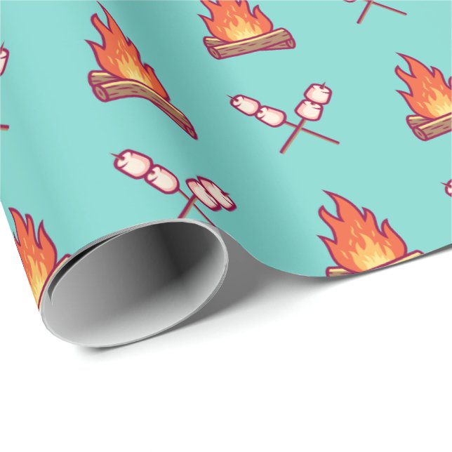 Campfire and Marshmallow Pattern Wrapping Paper (Roll Corner)