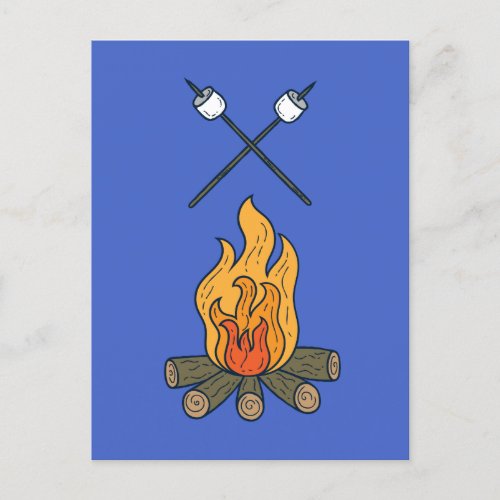 Campfire and Marshmallows Camping Postcard