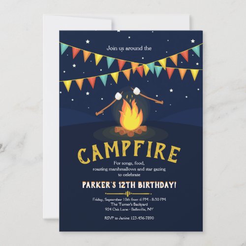 Campfire and Marshmallows Invitation