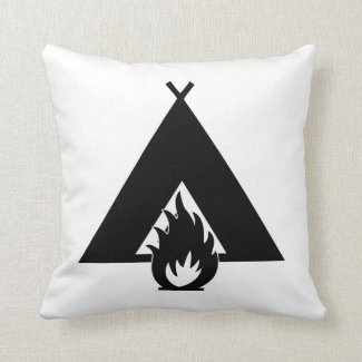 Campfire and Tent Throw Pillow
