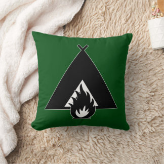 Campfire and Tent Throw Pillow
