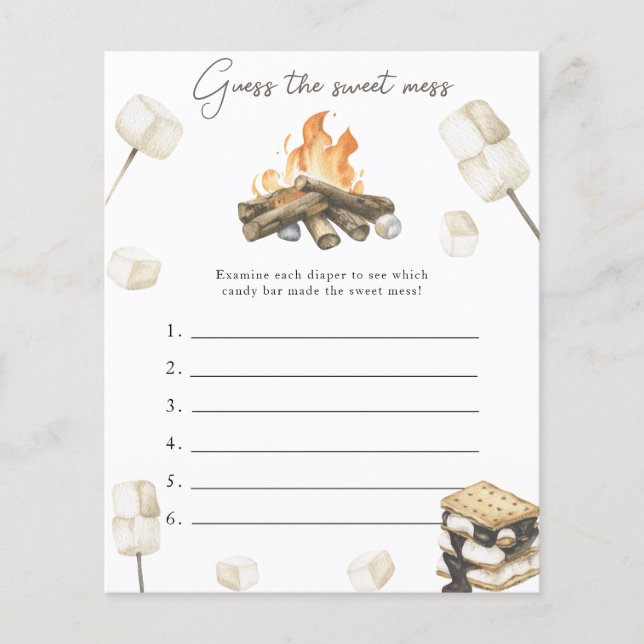 Campfire baby shower Guess the sweet mess game (Front)