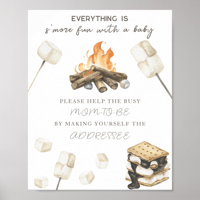 Campfire baby shower - Help the Busy Mom-to-Be  Poster (Front)