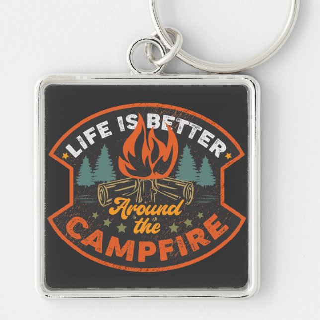 Campfire Badge Word Art Large Keychain (Front)