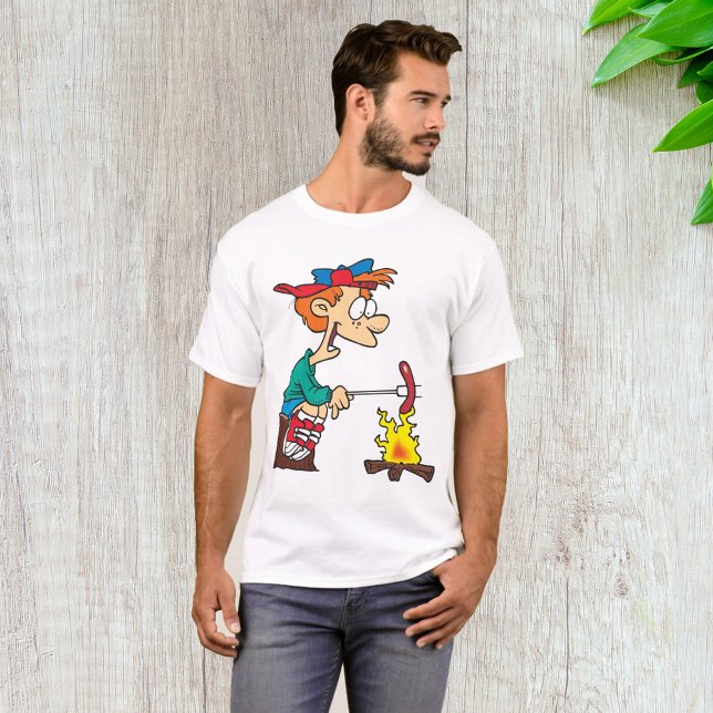 Campfire Boy Roasting Hot Dog T-Shirt (Creator Uploaded)
