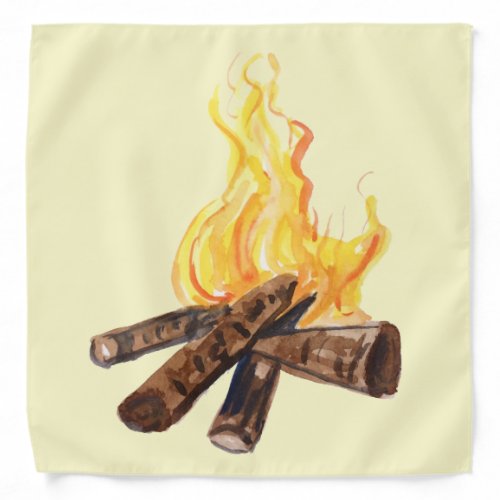 Campfire Camping Bonfire Watercolor Bandana