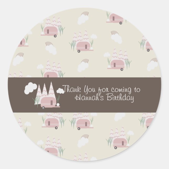 Campfire Camping Outdoor Birthday Boho  Classic Round Sticker (Front)