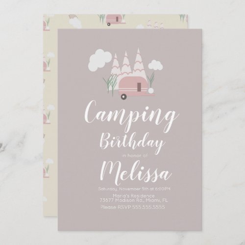 Campfire Camping Outdoor Birthday Boho Invitation