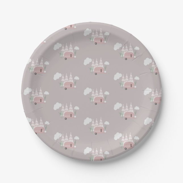 Campfire Camping Outdoor Birthday Boho  Paper Plat Plates (Front)