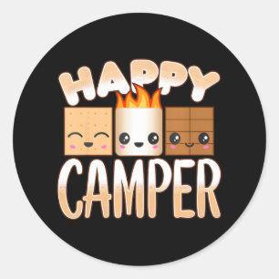 Campfire Camping Outdoor Friends Smores Happy Classic Round Sticker