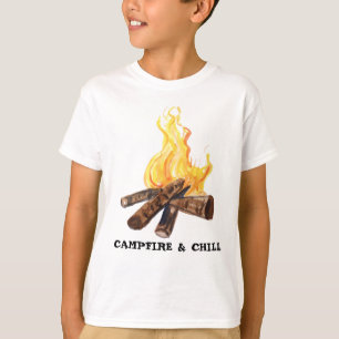 CAMPFIRE & CHILL Camping Bonfire Watercolor T-Shirt