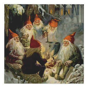 “Campfire Cooking” Elves by Jenny Nystrom Faux Canvas Print