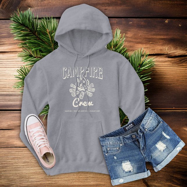 Campfire Crew Bridesmaid Camping Bachelorette Hoodie (camping bachelorette party bridesmaid crew shirt earth colors beige brown)