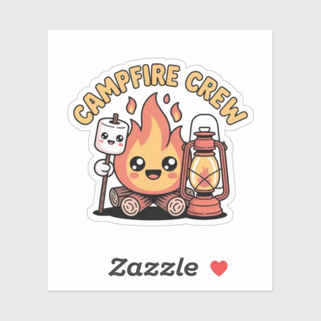 Campfire Crew Cute Camping Friends Badge Sticker (Sheet)