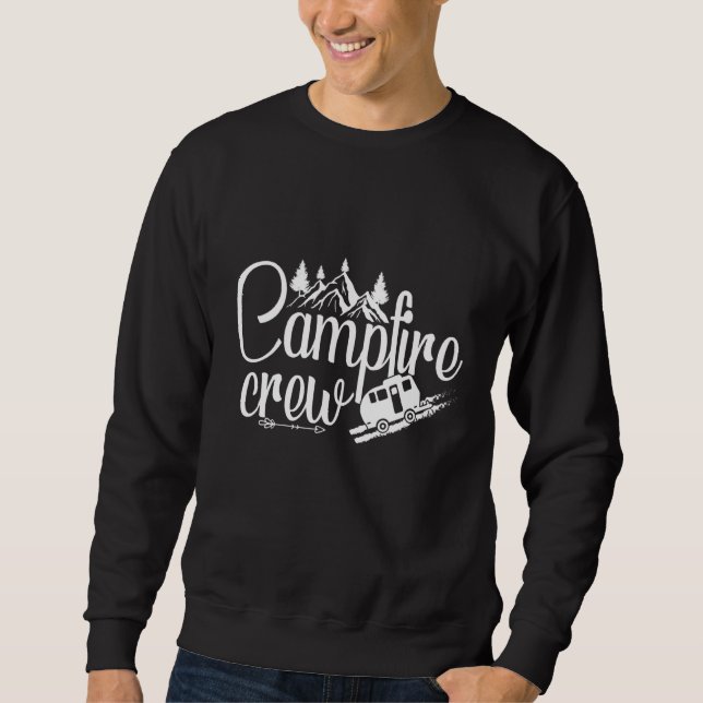 Campfire Crew Design With Mountains And Pine Trees Sweatshirt (Front)