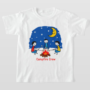 Campfire Crew Kids Crayon Night Scene T-Shirt