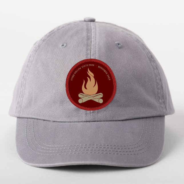 Campfire Custom Text Camping Trip Souvenir Patch (On Headwear)