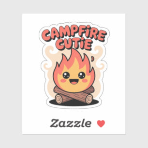 Campfire Cutie – Kawaii Camping Flame Character Sticker