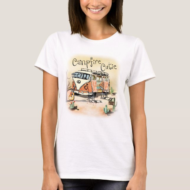 Campfire Cutie Vintage Camping T-Shirt (Front)