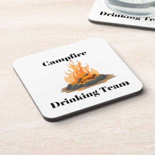 Campfire Drinking Team with a campfire on a  Beverage Coaster (Left Side)