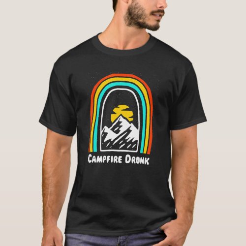 Campfire Drunk Camping Beer Camper Drinker Drinki T_Shirt