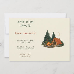 Campfire Forest Adventure Birthday Invitation