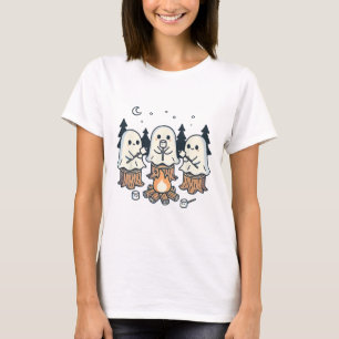 Campfire Ghost Spooky Marshmallow Halloween Bonfir T-Shirt