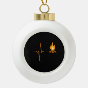 Campfire Heartbeat Camping Ceramic Ball Christmas Ornament