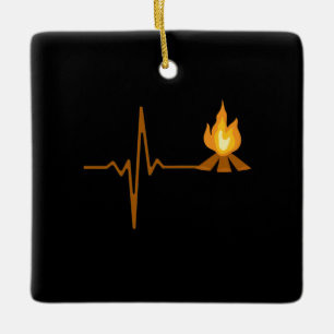 Campfire Heartbeat Camping Ceramic Ornament
