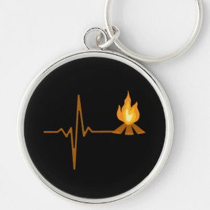 Campfire Heartbeat Camping Keychain