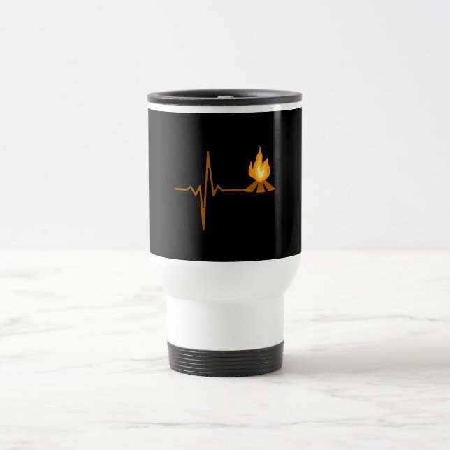 Campfire Heartbeat Camping Travel Mug (Center)