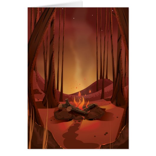 Campfire in the forest. (Front)