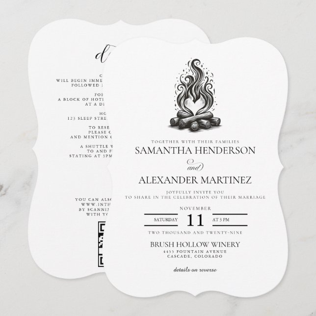 Campfire Love Wedding Invitation (Front/Back)