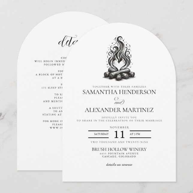 Campfire Love Wedding Invitation (Front/Back)