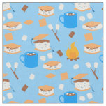 campfire marshmallow chocolate smores blue fabric