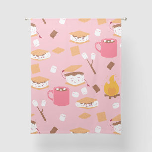 campfire marshmallow chocolate smores pink sheer curtains