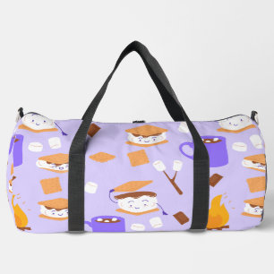 campfire marshmallow chocolate smores purple duffle bag