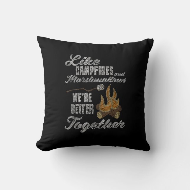Campfire Marshmallows Better Together Distressed V Throw Pillow (Front)