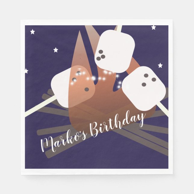 Campfire Marshmallows Stars Camping Outdoor    Napkins (Front)