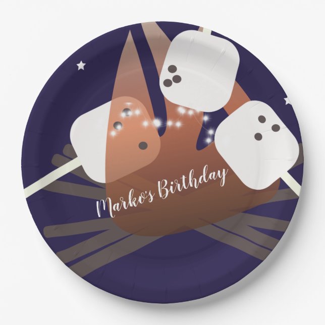 Campfire Marshmallows Stars Camping Outdoor   Paper Plates (Front)