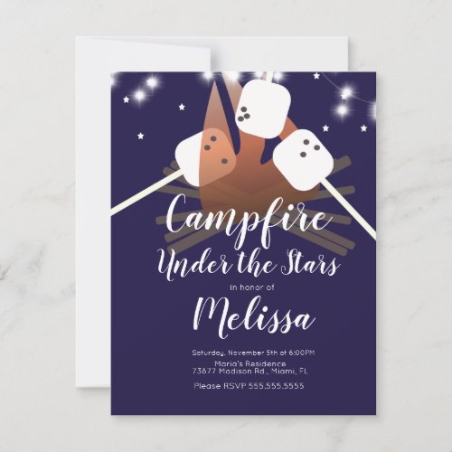 Campfire Marshmallows Stars Camping Outdoor Party